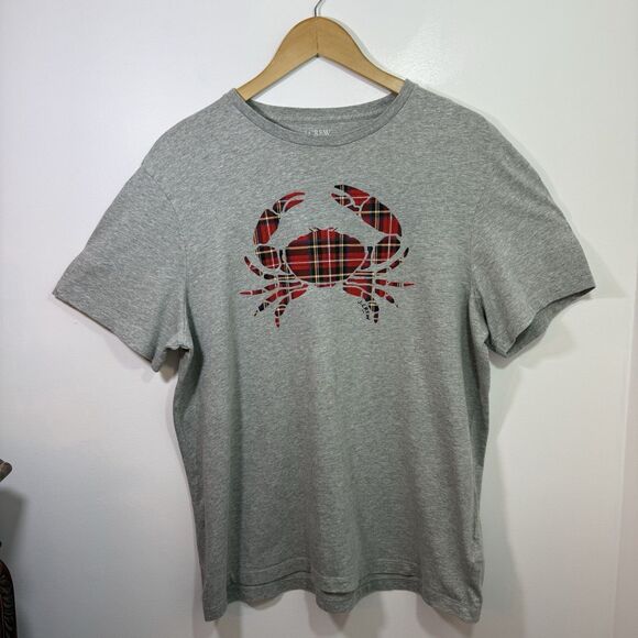 J Crew Crab Graphic T Shirt Size XL Gray Short Sleeve - Picture 1 of 8
